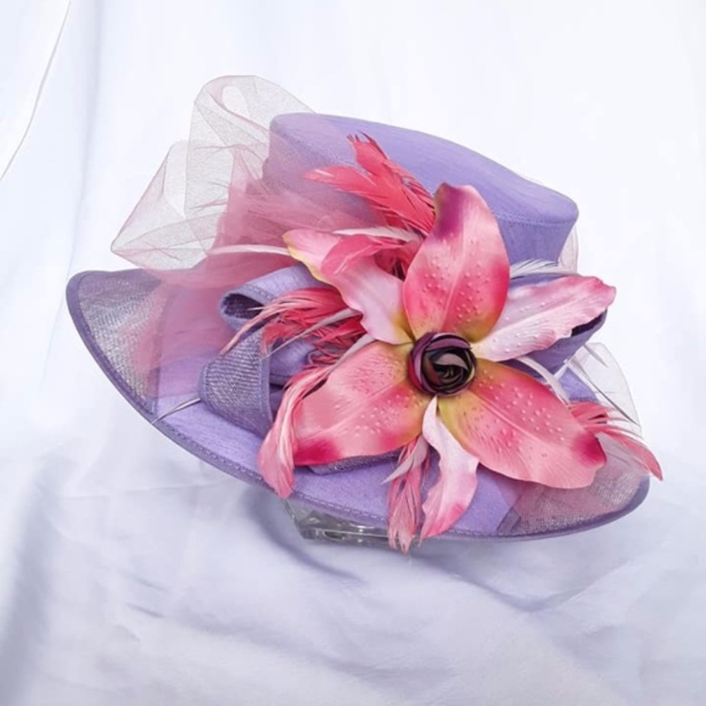Dee's Pink Lilly Lavender Purple Derby Hat